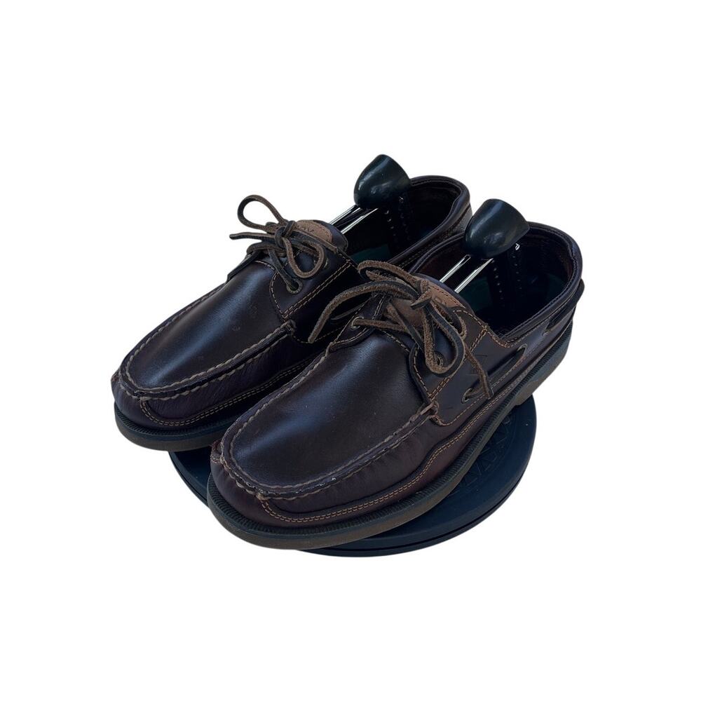 Sperry Men's Mako 2-Eye Boat Shoes Leather Size 10.5 Amaretto